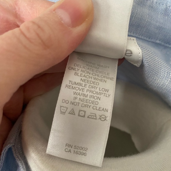 Vtg Y2K Liz Sport Blue 100% Linen Boyfriend Style Oversized Button Down Top Sz S - Picture 6 of 6